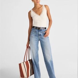 Madewell Women's Emmett Wide-Leg Full Length Jeans, size 28 Petite